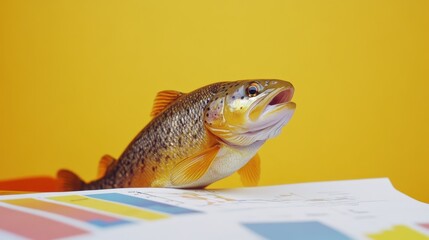 Poster - Vibrant Trout on Business Charts and Graphs