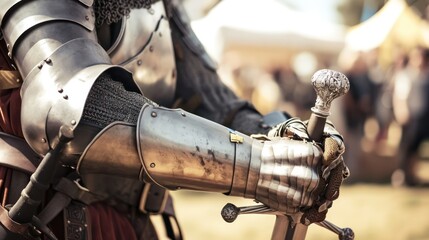 A knight is holding a sword and wearing a suit of armor