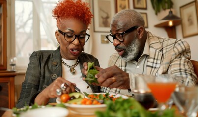 Canvas Print - A couple enjoying a meal together. AI.