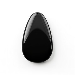Poster - A smooth black obsidian stone, polished surface, glossy finish, isolated on white background 