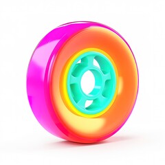 Aufkleber - A roller skate wheel, bright neon color, smooth surface, isolated on white background 