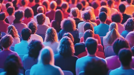 Aufkleber - A crowd of people are sitting in chairs in a room