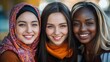© Charoen - Three women with different skin tones are smiling and posing for a picture
