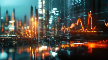 Poster - A city skyline with a large building in the middle