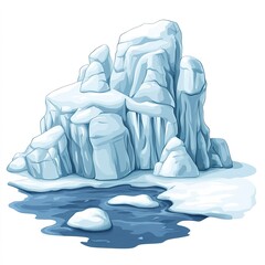 Poster - Ice floe clipart, nature element, vector design, muted tones, isolated on white background 