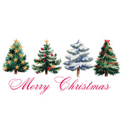 Canvas Print - Watercolor Christmas Tree Clipart Design Collection