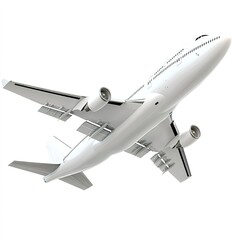 Commercial airplane clipart, transportation element, 3D illustration, modern jet, isolated on white background  