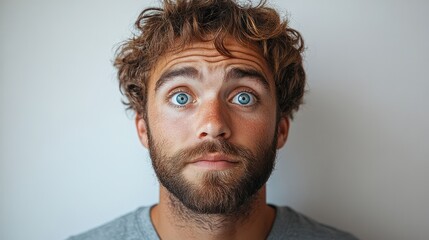 Poster - A man with a beard and blue eyes is staring at the camera