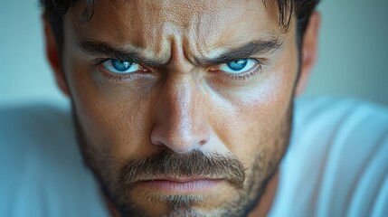Poster - A man with a beard and blue eyes is staring at the camera