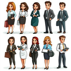 Poster - Bank employees clipart, workplace element, business attire, vector style, isolated on white background 