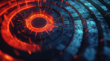 Poster - Abstract circular pattern with glowing red and blue energy lines.