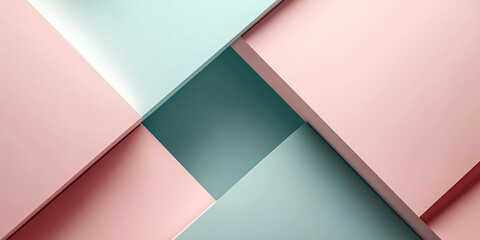Poster - Abstract minimalist background with overlapping pink and green papers