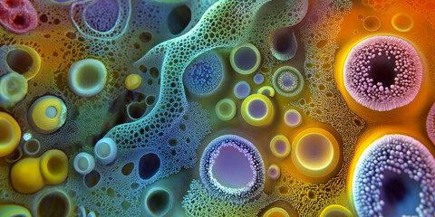 Poster - Colorful abstract organic cells pattern is growing and multiplying