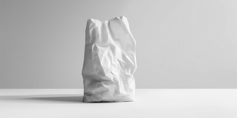 Aufkleber - Crumpled white paper bag standing on white surface