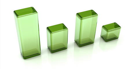Poster - Green glass bar chart showing increasing values