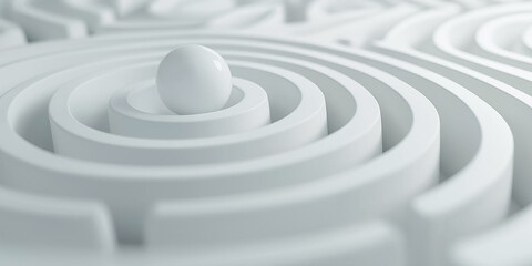 Leinwandbilder - White sphere balancing on top of round structure abstract background