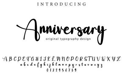 Anniversary Font Stylish brush painted an uppercase vector letters, alphabet, typeface