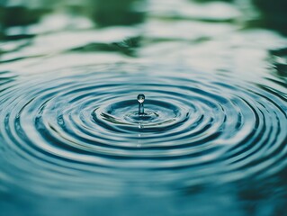 Aufkleber - Serene Water Drop Creating Ripples in Tranquil Setting