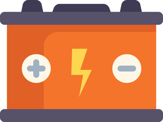Poster - orange car battery providing electrical power to start the engine of a vehicle with positive and neg