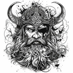 Wall Mural - Viking warrior tattoo design