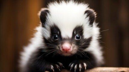 Wall Mural - photo of cute baby skunk 