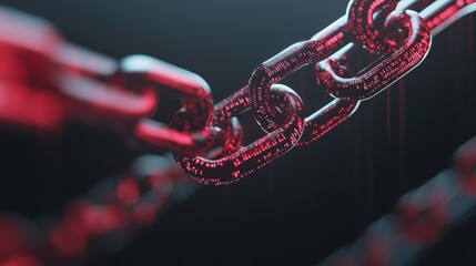 Aufkleber - Intricate close-up of modern digital chains with a futuristic glow and depth