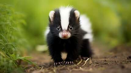 Wall Mural - photo of cute baby skunk  