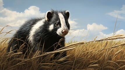 Wall Mural - Skunk in the Field  