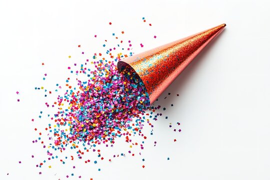 An lonely party popper against a white backdrop. Generative Ai