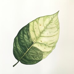 Canvas Print - large leaf, watercolour style, green colours, white background 