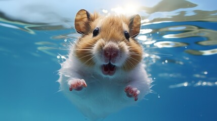 Poster - hamster swimming in the pool  