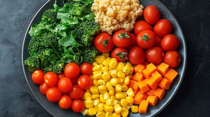 Poster - Serene background with a plate of fiberrich foods and vegetables highlighting healthy eating no people