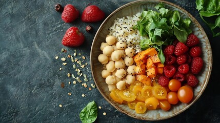 Poster - Serene setup of a wellbalanced meal with a focus on fiber and nutrition no people