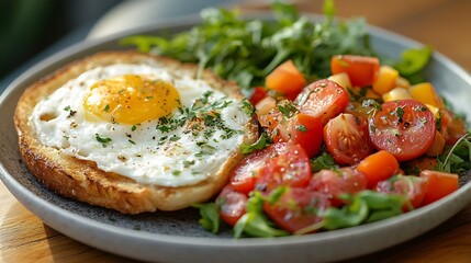 Fototapete - Serene view of a healthy breakfast plate with a focus on organic ingredients