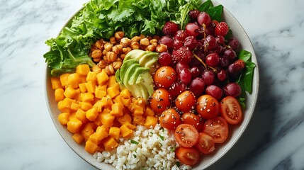 Poster - wellbalanced meal on a plate emphasizing fiber and nourishment set against a simple background