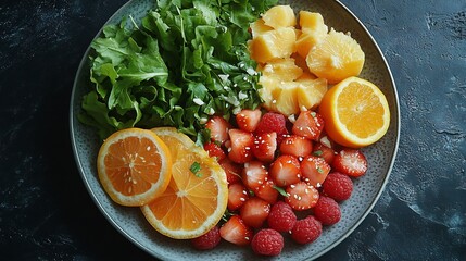 Poster - Wellbalanced meal on a plate emphasizing fiber and nourishment set against a simple background