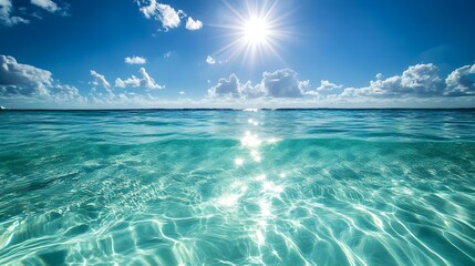 Poster - Sparkling Ocean Water Under Bright Sunlight