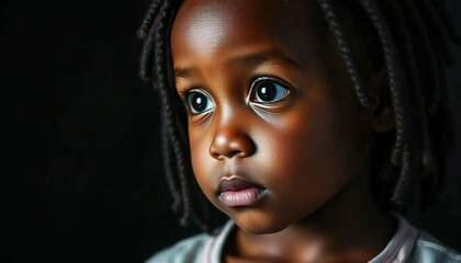 Canvas Print - 10 year old african american girl with big happy smile on her face, in studio background, curly hair