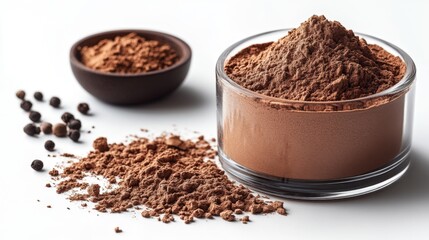 Sticker - Cocoa Powder in a Glass Bowl with Peppercorns