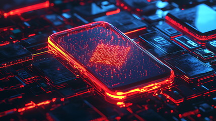 Aufkleber - Exploring the intersection of technology and connectivity a smartphone illuminated by circuitry in a futuristic setting