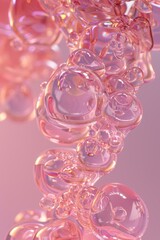 Canvas Print - Pink bubbles abstract background. AI.