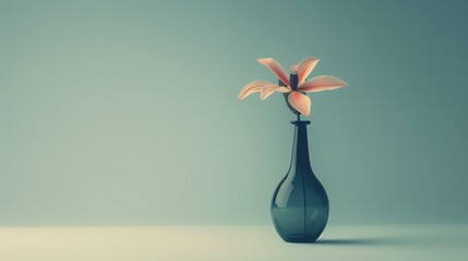 Wall Mural - A single flower in a vase. AI.