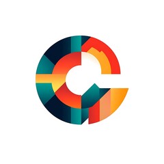 A colorful abstract logo design featuring geometric shapes and gradients.