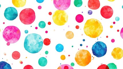 Wall Mural - colorful watercolor circles on a white background, creating a vibrant, playful pattern.