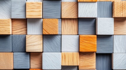 Poster - abstract arrangement of colorful wooden blocks