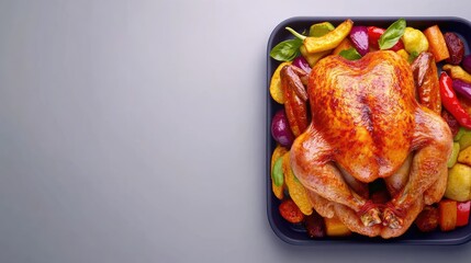 Sticker - Roast Chicken with Colorful Vegetables on a Tray