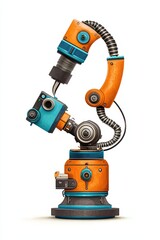 Wall Mural - Colorful robotic arm on white background