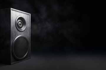Poster - Modern speaker design on a dark background. 3D Rendering