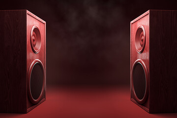 Poster - Speakers in a modern design on a dark background. 3D Rendering