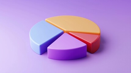 Poster - Colorful pie chart representation, segments in purple, blue, orange, red